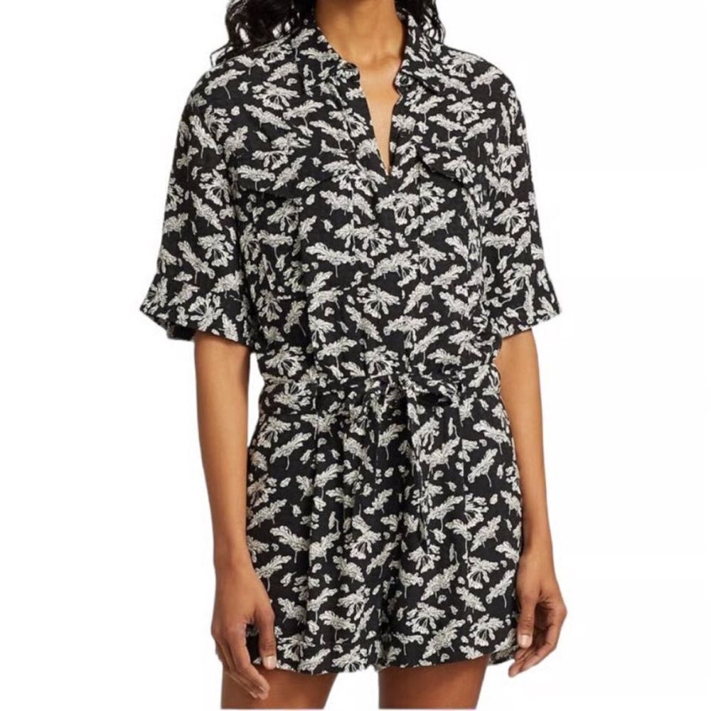 Rag & Bone Monochrome Leaf Print Romper size 0